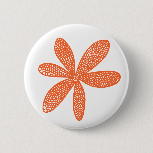 Pretty Flower - Autumn Orange on White Pinback Button (Front)