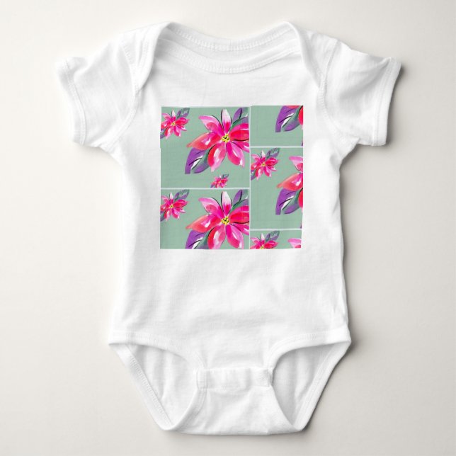 Pretty flower baby  suit bodysuit (Front)