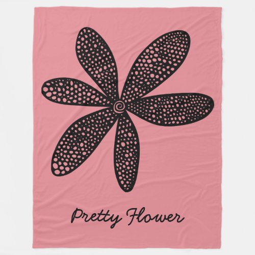 Pretty Flower _ Black on Pink e3868f Fleece Blanket