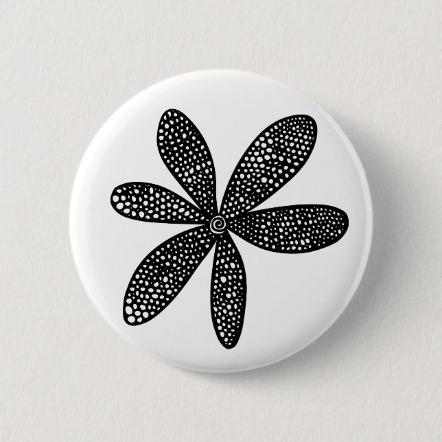 Pretty Flower - Black on White Button (Front)