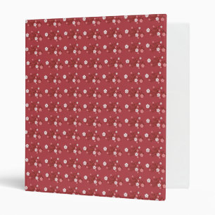 Pretty Flower Blossom Pattern Burgundy 3 Ring Binder