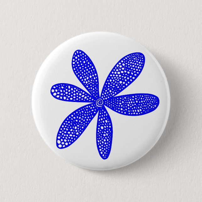 Pretty Flower - Blue on White Button (Front)