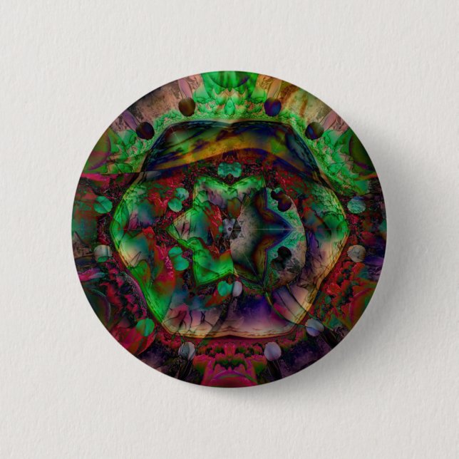 Pretty Flower Burst Abstract Button (Front)