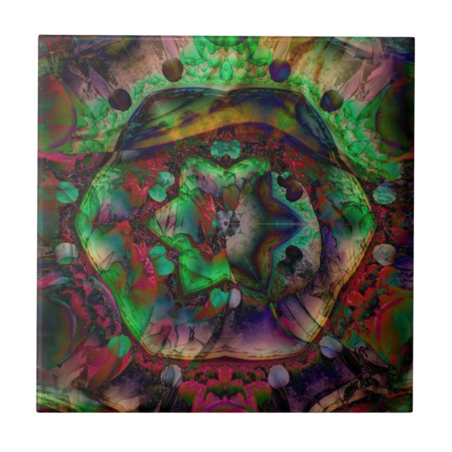 Pretty Flower Burst Abstract Ceramic Tile (Front)