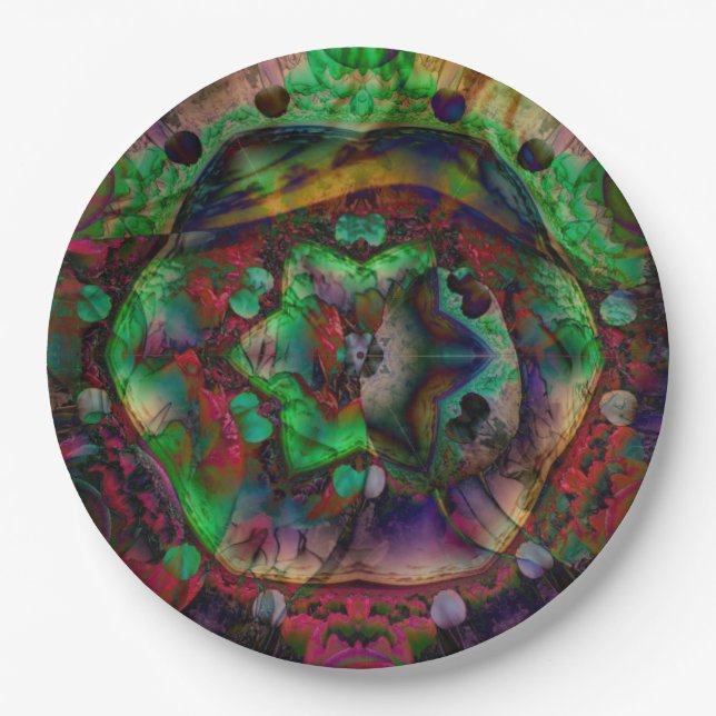 Pretty Flower Burst Abstract Paper Plates (Front)