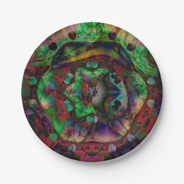 Pretty Flower Burst Abstract Paper Plates (Front)