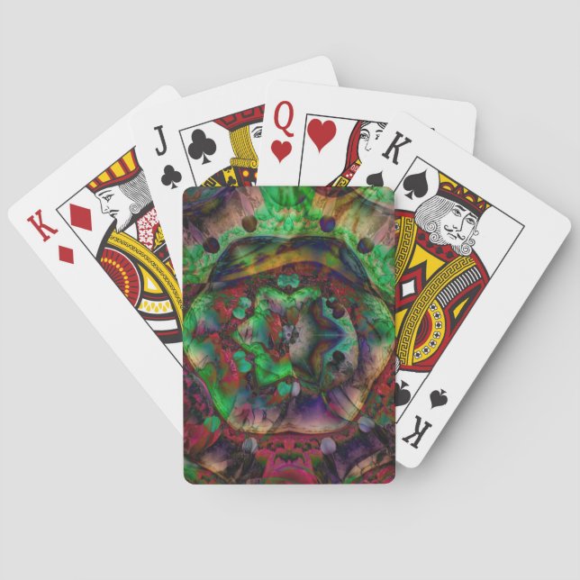 Pretty Flower Burst Abstract Poker Cards (Back)