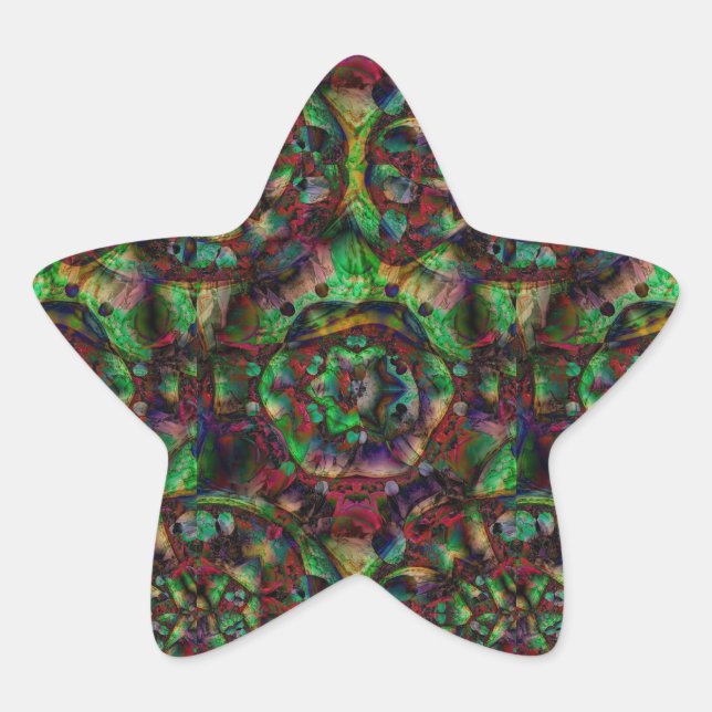 Pretty Flower Burst Abstract Star Sticker (Front)
