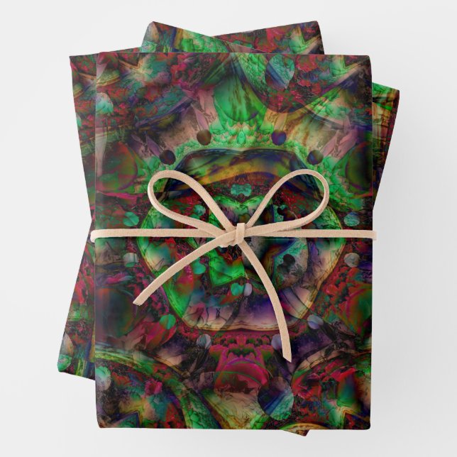 Pretty Flower Burst Abstract Wrapping Paper Sheets (In situ)