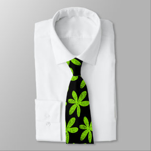 Pretty Flower - Chartreuse on Black Neck Tie