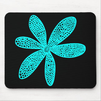 Pretty Flower Cyan on Black Mouse Pad