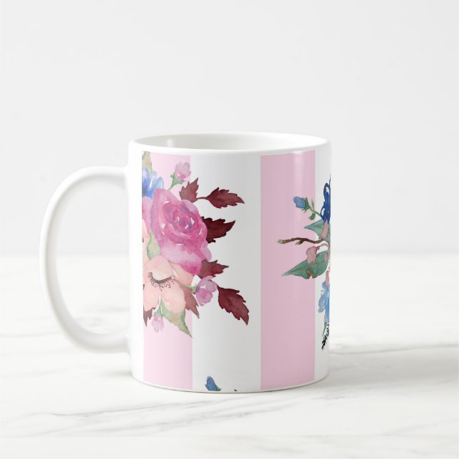 Pretty flower design coffee mug (Left)