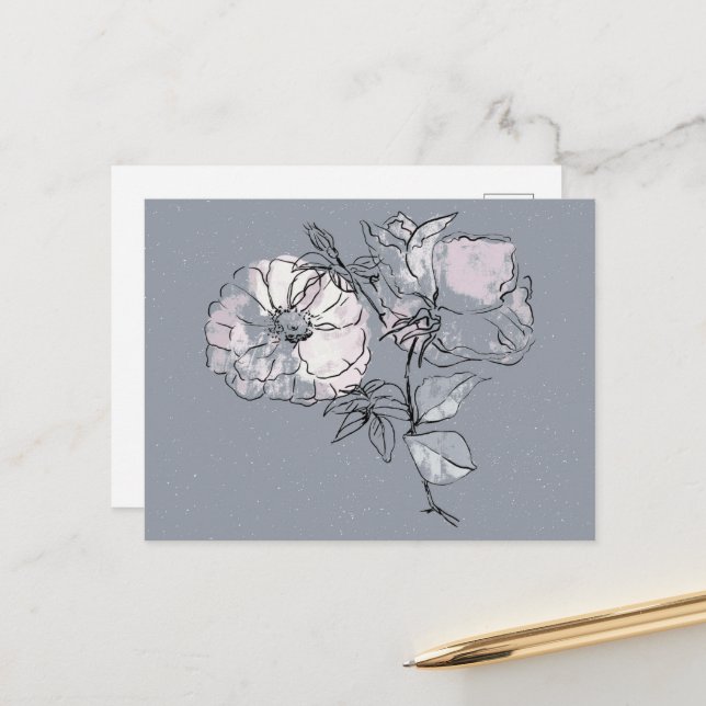 Pretty Flower Doodle  Postcard (Front/Back In Situ)