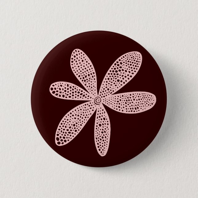 Pretty Flower - Faded Pink on Dark Brown Pinback Button (Front)