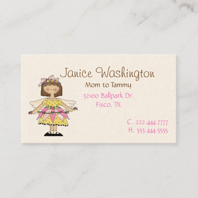 Pretty Flower Fairy Mommy Calling Card (Front)