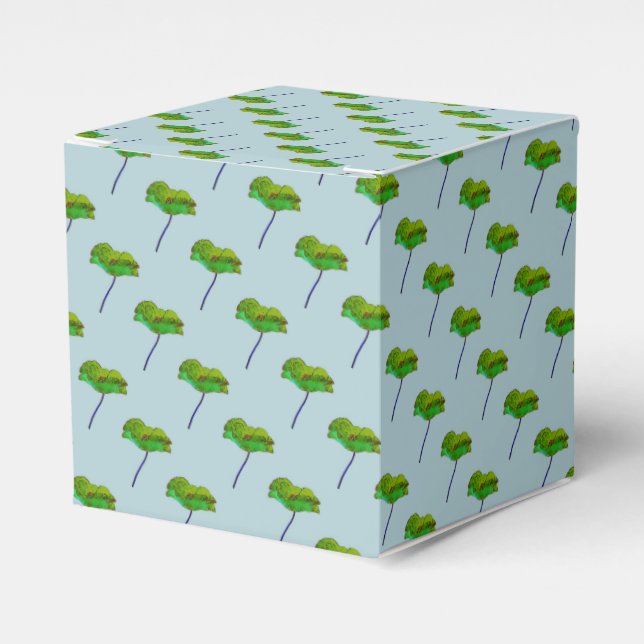 Pretty flower floral blue green poppy favor boxes (Front Side)