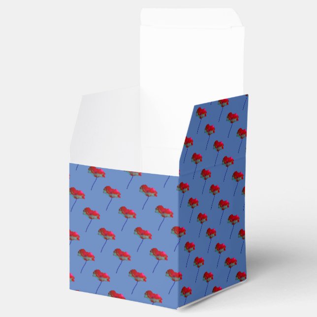 Pretty flower floral red blue poppy favor boxes (Opened)