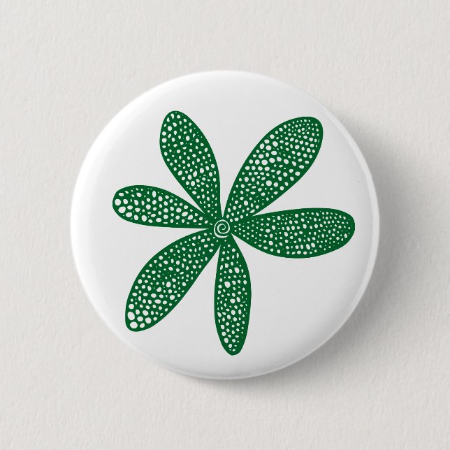 Pretty Flower - Forest Green on White Pinback Button (Front)