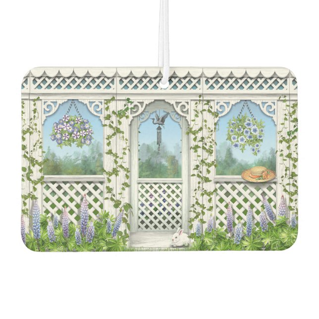Pretty Flower Garden Gazebo Design Air Freshener (Front)