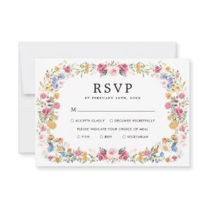 Pretty Flower Garden Wedding RSVP Card