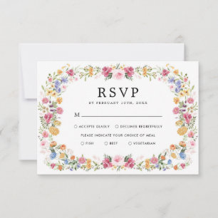 Pretty Flower Garden Wedding RSVP Card