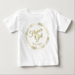 Pretty Flower Girl Gold Filigree Wedding Toddler Baby T-Shirt<br><div class="desc">This pretty t-shirt is designed as a wedding gift or favor for flower girls Designed to coordinate with our Gold Foil Elegant Wedding Suite, it features a round gold faux foil filigree border with the text "Flower Girl" as well as a place to enter her name. Beautiful way to thank...</div>