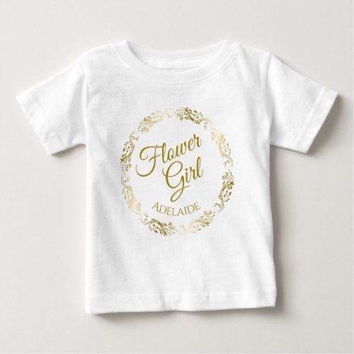 Pretty Flower Girl Gold Filigree Wedding Toddler Baby T_Shirt