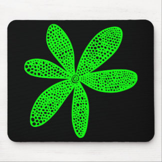 Pretty Flower - Green on Black Mouse Pad