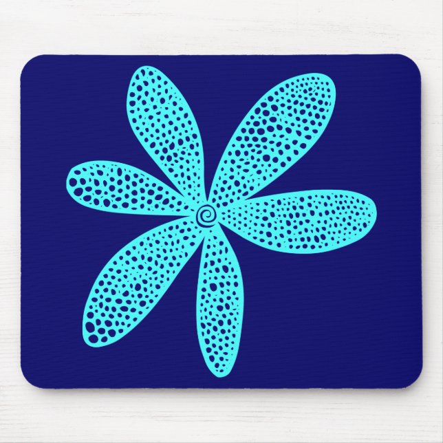 Pretty Flower - Ice Blue on Navy Blue Mouse Pad (Front)