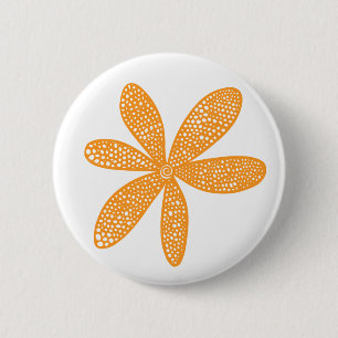 Pretty Flower - Light Orange on White Pinback Button