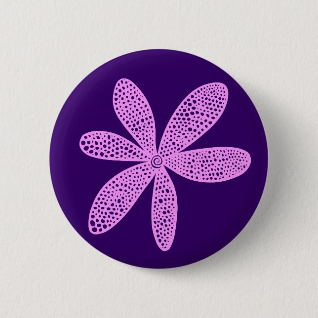Pretty Flower - Light Violet on Deep Purple Button (Front)