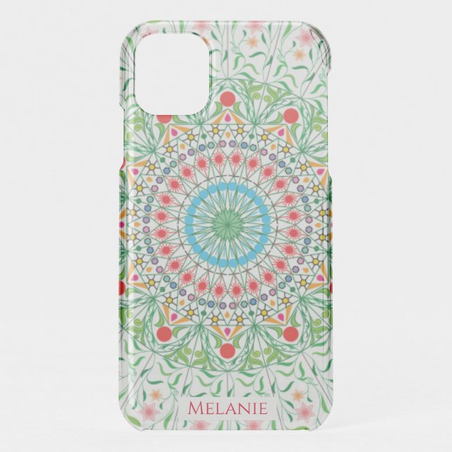 Pretty Flower Mandala Ornate Colorful Personalised Uncommon iPhone Case (Back)