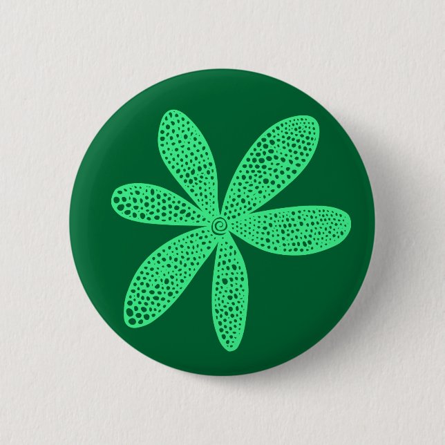 Pretty Flower - Mint Green on Green 006633 Pinback Button (Front)