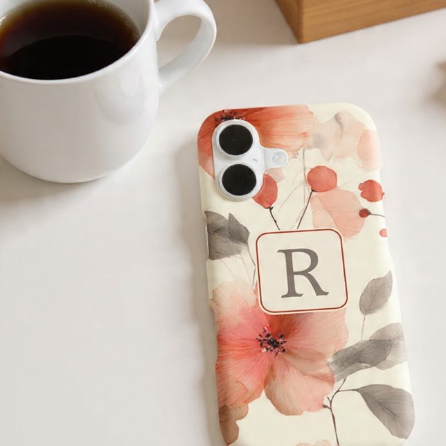 Pretty Flower Monogram Template Personalized Case-Mate iPhone Case (Pretty Flower Monogram Template Personalized Case-Mate iPhone Case by Ricaso, Monogrammed cases)