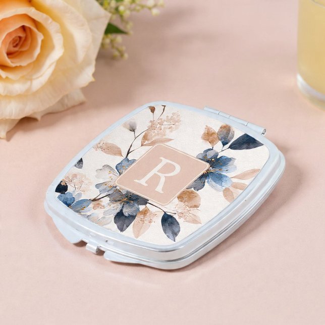 Pretty Flower Monogram Template Personalized Compact Mirror (Pretty Flower Monogram Template Personalized Compact Mirror by Ricaso. Monogrammed gift ideas)