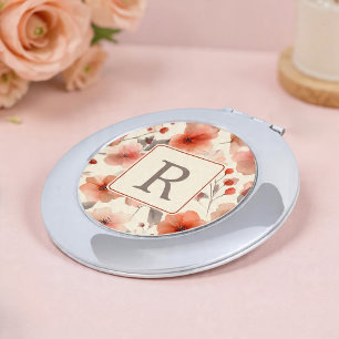 Pretty Flower Monogram Template Personalized Compact Mirror