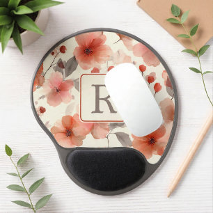 Pretty Flower Monogram Template Personalized Gel Mouse Pad