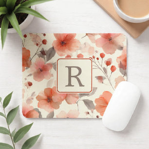 Pretty Flower Monogram Template Personalized Mouse Pad