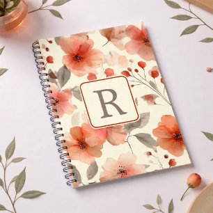 Pretty Flower Monogram Template Personalized Notebook