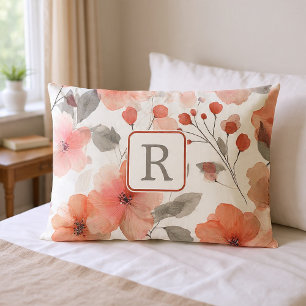 Pretty Flower Monogram Template Personalized Pillow Case