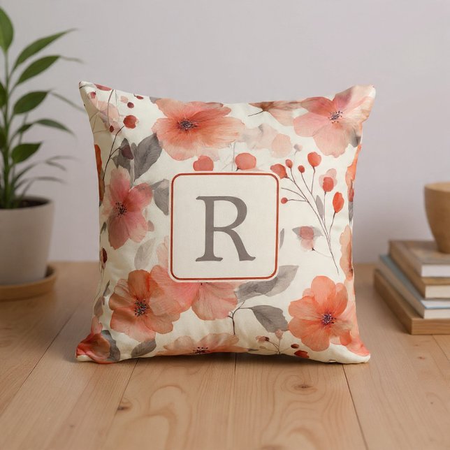 Pretty Flower Monogram Template Personalized Throw Pillow (Pretty Flower Monogram Template Personalized Throw Pillow by Ricaso. Stunning and elegant. 
)