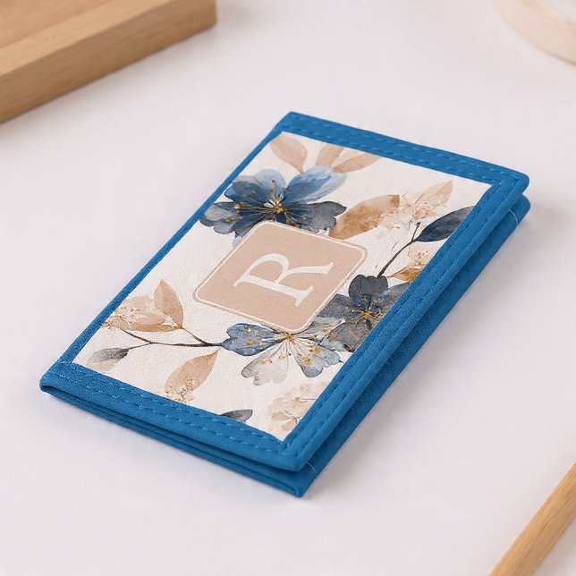 Pretty Flower Monogram Template Personalized Trifold Wallet (Pretty Flower Monogram Template Personalized Trifold Wallet by Ricaso. Custom monogrammed gift idea)