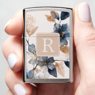 Pretty Flower Monogram Template Personalized Zippo Lighter