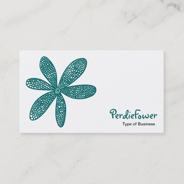 Pretty Flower - Moss Green Business Card (Front)
