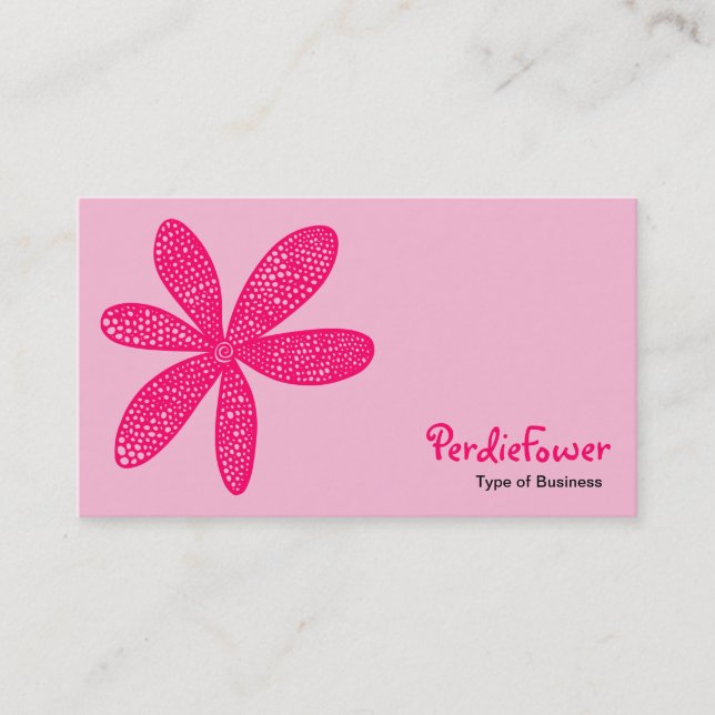 Pretty Flower - Neon Red FF0066 on Pink FBBCD6 Business Card (Front)