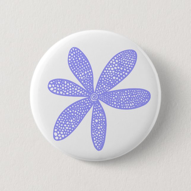 Pretty Flower - Pastel Blue on White Pinback Button (Front)