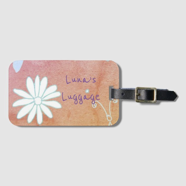 Pretty Flower Pattern Luggage Tag (Front Horizontal)