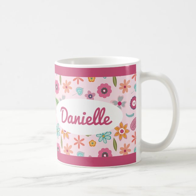 Pretty Flower Pattern Name Mug (Right)