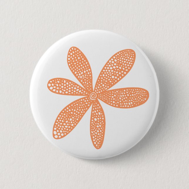 Pretty Flower - Peach on White Pinback Button (Front)