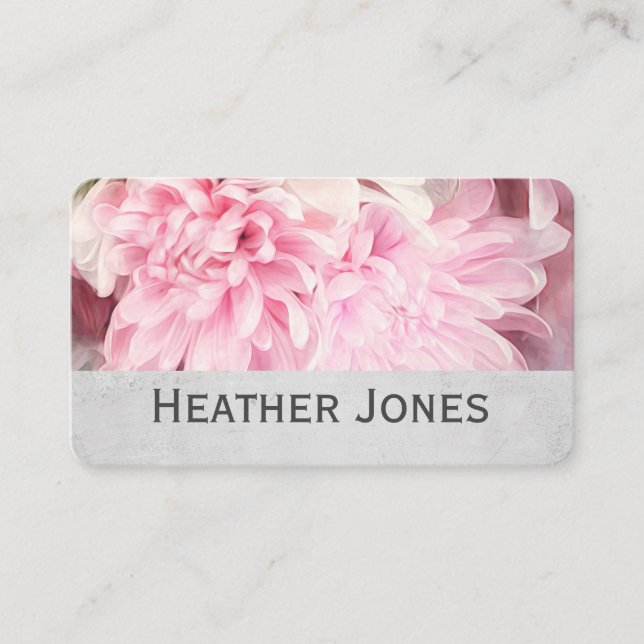 pretty flower petals pink and gray   business card (Front)